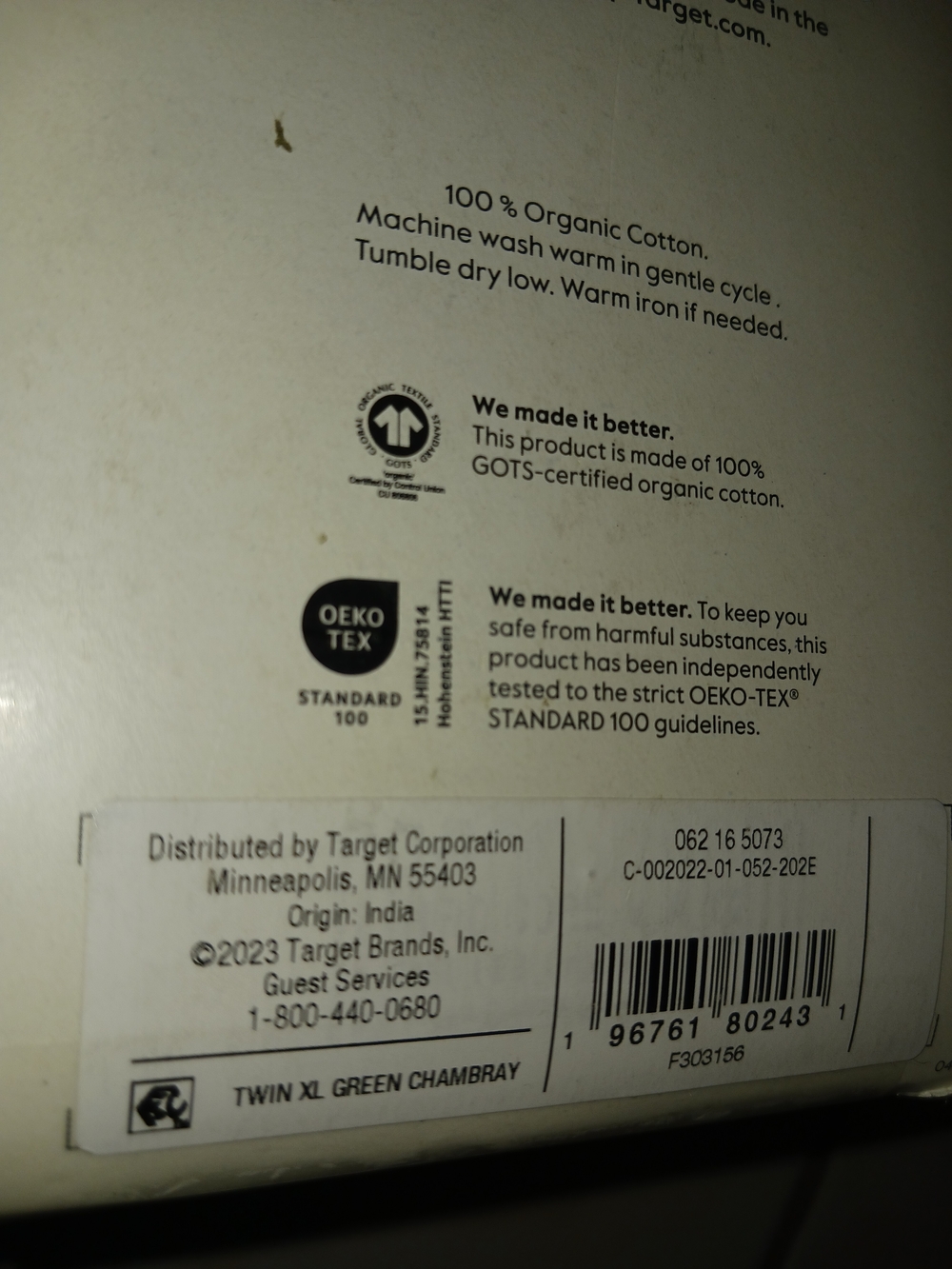 ✨️SEALED✨️ Threshold Organic Washed Percale Sheet Set Green Chambray - Picture 8 of 11
